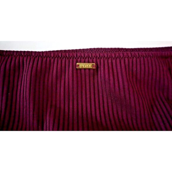 Pink x Victoria's Secret Swim Sz M Burgundy Lace-Up Top & Cheeky Bikini Set - Picture 9 of 12